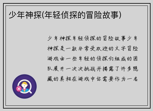 少年神探(年轻侦探的冒险故事)